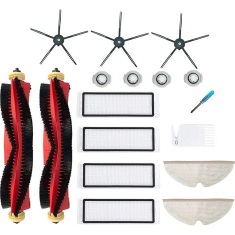 Seitenbürsten-Set für Xiaomi Roborock S6, S5 Max, S60 und S65 Staubsauger, bestehend aus 2 Walzenbürsten, 3 Seitenbürsten, 4 Filtern, 2 Wischmopps, 4 Wasserfiltern und 4 Wasseraufsätzen. (1/5)