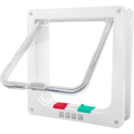 Blanc ABS Acrylique Chatiere pour Chat, Chatières pour Chien Intérieure, Porte Chats Baie Vitrée Coulissante, Portes Chat avec Magnétique à 4 Voies, Cats Gateway, pour Animauxs de Compagnie (1/5)