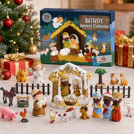 Calendrier de l'Avent 2026, 25 figurines en résine représentant des scènes festives, décoration de table pour les fêtes, cadeau surprise pour enfants et adultes (1/5)