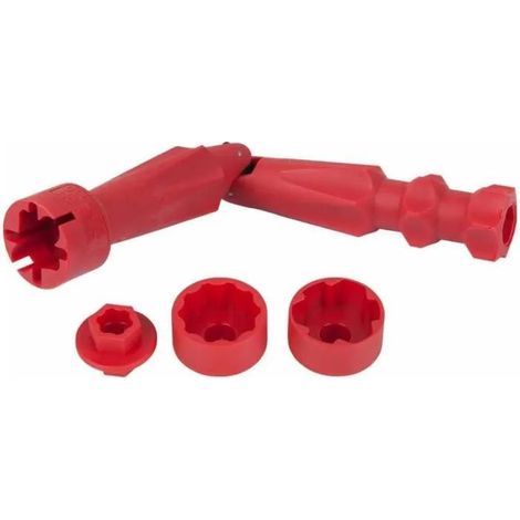 KS Tools Juego de llaves para montaje de asiento de inodoro rojo 4 piezas