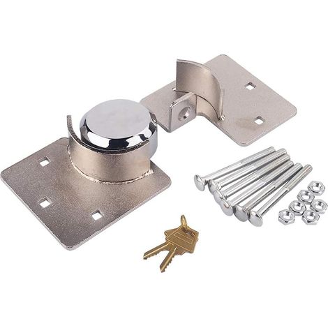 Cadenas sans anse 73 mm, Cadenas et Moraillon Haute Sécurité avec 2 clés et boulon de fixation our les Fourgonnettes, les Camions, les Garages, les Entrepôts Argent (1/5)