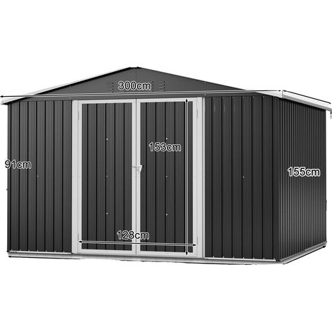 Casetta da giardino, resistente alle intemperie, design sicuro, nera, 289x239x191 cm (1/2)