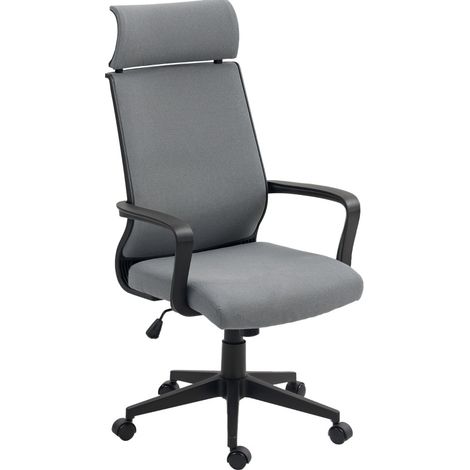 Sedia da ufficio ergonomica con schienale alto, altezza regolabile, grigio scuro DESVIAE (1/5)