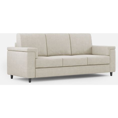 Sofá 3 plazas tapizado 208 cm estilo moderno salón Marrak 180 - Blanco (1/5)