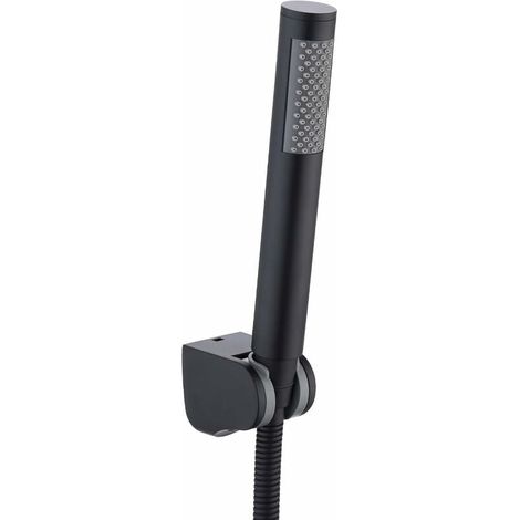 Pommeau de douche avec flexible extra long et support noir mat (1/5)