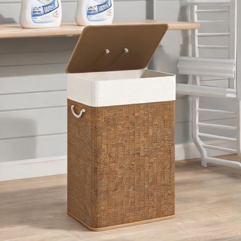 Accessoire de nettoyage coloris marron en bambou 40 x 30 x 60 cm (1/5)