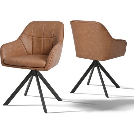 Goeurvant Sedie Girevole Moderna con Cuscino Doppio Spesso, Schienale Ampio e Braccioli Ergonomici - Set di 2 - Marrone