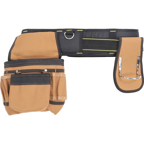 Ceinture porte-outils à 12 poches, pochette amovible, taille ajustable, fermeture rapide, sac à outils avec porte-marteau (1/5)