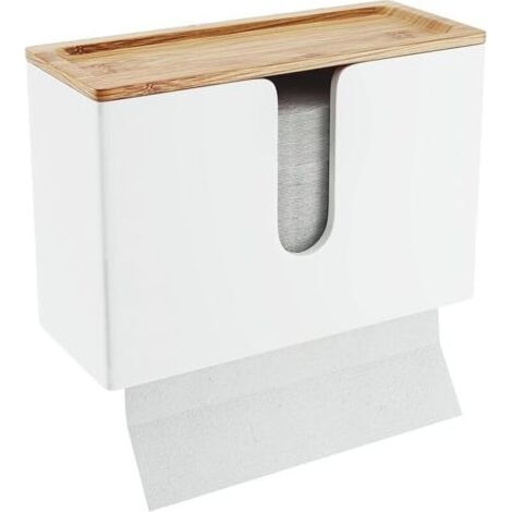 Distributeur Essuie Main Mural Distributeur Papier Cuisine Et Salle De Bain Devidoir Essuie Tout Mural Pliés en V/C, Rechargeable (1/4)