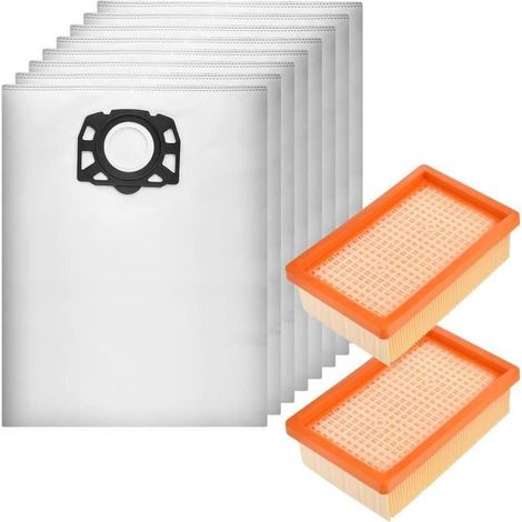 Beutel und Filter für die Staubsauger Karcher WD4, WD5, WD6, MV4, MV5 und MV6 – PHONILLICO – Packung mit 8 Beuteln und 2 Filtern – AquaForge (1/4)