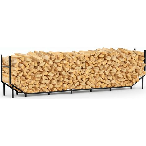 Étagère à bois de chauffage d'extérieur robuste de 2,5 m pour bois de chauffage, support de bûches en métal, support de rangement empilable pour bois de chauffage (1/5)