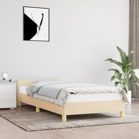Lit adulte avec tête de lit - Cadre de lit - Lit simple Crème 80x200 cm Tissu -39807 (1/5)