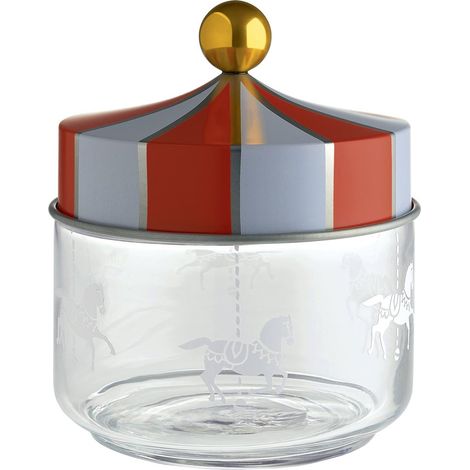 Alessi Circus MW30/50 - Barattolo da Cucina per Alimenti di Design, in Vetro Serigrafato con Coperchio in Banda Stagnata, 50 cl (1/4)