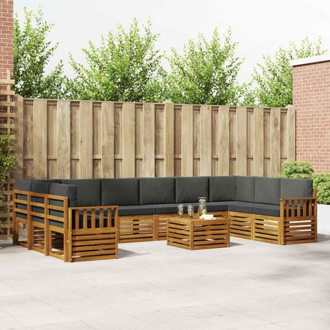 Ecksofa Set 11 pcs Natur und Anthrazit Massivholz Akazie