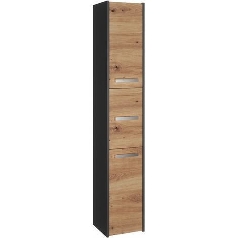Mueble de baño moderno en antracita/roble artesanal - 3 puertas, universal, fabricación polaca (1/5)