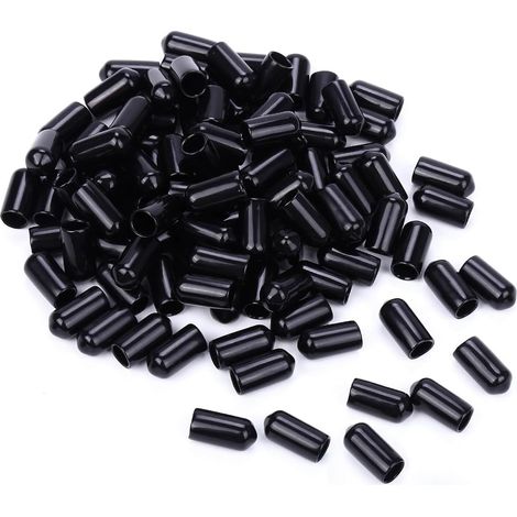 Protecteur Filetage Vis 6mm ID Capuchon Extrémité Rond Noir Tuyau 50Pcs Paquet Caoutchouc Embouts Capuchons - Ronds Protecteurs Appliquer sur Extérieur Vis Filetage Caoutchouc Embouts Capuchons (1/5)