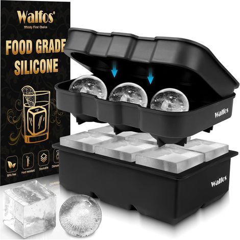 Silikon Eiswürfelbehälter Set Kugel und großer quadratischer Form 2er Pack (1/5)