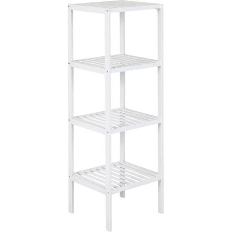Étagère en Bambou, 4 tablettes, Blanc