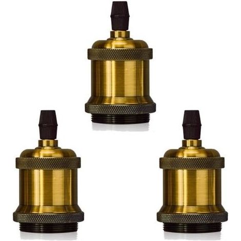 3Pcs Vintage Lampenfassung Aluminium E27 Sockel für DIY Wandleuchte Tisch Deckenleuchte (Antikbronze)