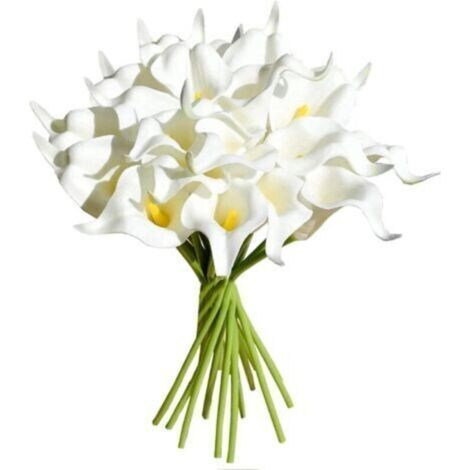 20 Pièces Artificielle Calla Lily Latex Fleurs Artificielle Mariée Mariage Bouquet pour Domicile Mariage Fête Maison Décorations (Blanche) (1/5)