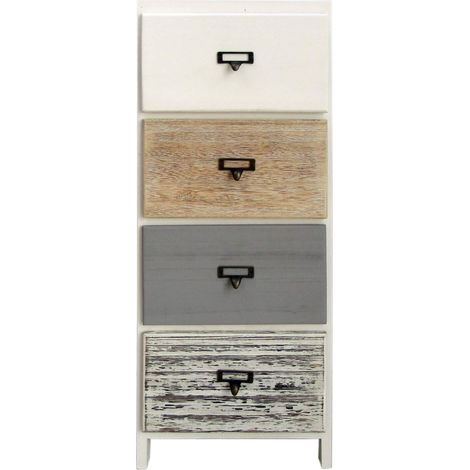 Rebecca Mobili Cassettiera 4 Cassetti Bianco Legno Beige Grigio Montato 79x30x24 (1/5)