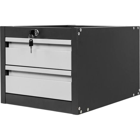 Armario de herramientas Mega-M para bancos de trabajo, 2 cajones, 37 cm de ancho x 48,6 cm de profundidad x 34 cm de alto, sistema 01, frontal grafito/gris N (1/5)