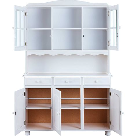 Dmora - Credenza Dkohle, Buffet da soggiorno, Madia da salotto, Dispensa da cucina, 130x32 h198 cm, Bianco (1/5)