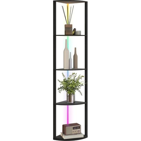 Lampe sur pied Rosario LED RGB avec étagères télécommande Noir (1/5)