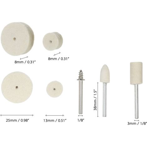 129pcs Accessoires de Roues de Polissage en Feutre en Laine pour Outils - Ing Professionnel pour le Métal et les Bijoux (1/5)