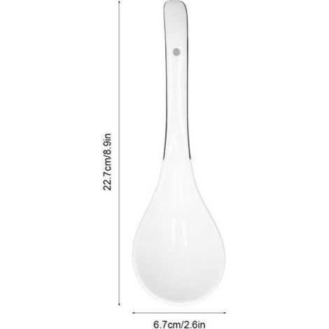 1 Cuillère,Long manche,Porcelaine blanche,Céramique,Maison et restaurants (1/5)
