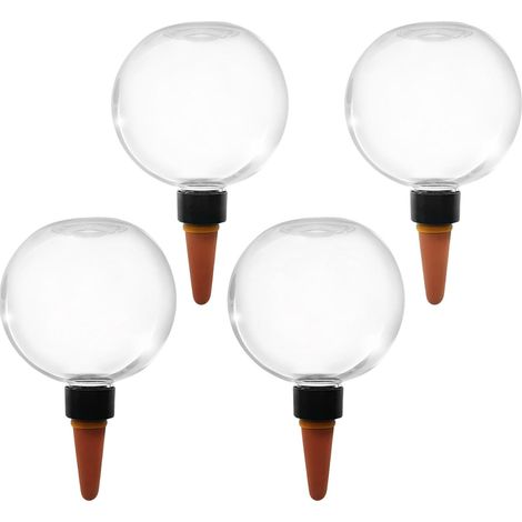 Lot de 4 Boule Arrosage, 500 ml, Transparent, PP et Céramique, pour Plantes Intérieures, Balcons, Jardins (1/5)