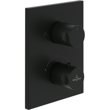 villeroy boch Villeroy & Boch Universal Taps & Fittings Termostato a incasso con regolazione della portata a due vie, 150x58x190mm, TVD000653000, per doccia, squadrato, Matt Black, TVD000653000K5 (1/2)