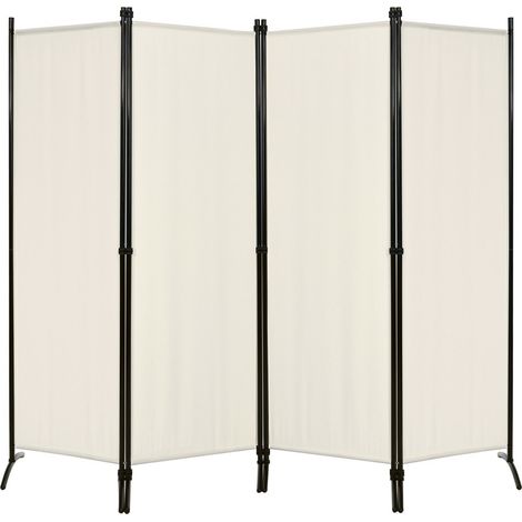 COSTWAY Folding Room Divider, 4 Panel Wall Privacy Screen Protector, Home Living Room Bedroom Bathroom Paravent Partition Separator (220 x 173cm, Cream White) (1/10)