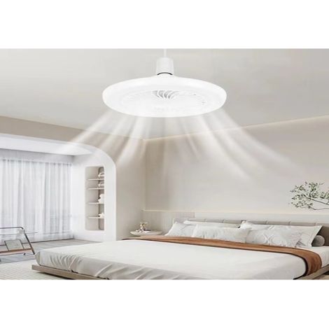 Ventilateur de plafond avec éclairage LED intégré, télécommande E27 (blanc) (1/4)