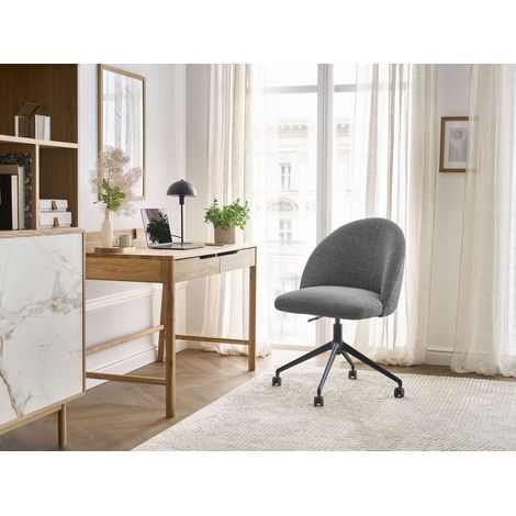 BOBOCHIC - Chaise de bureau LALIE tissu chiné et pietement à roulettes avec hauteur ajustable Gris foncé (1/5)