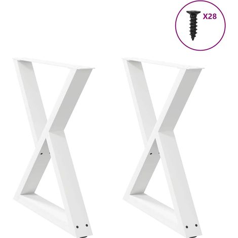 Esstisch Beine 2 Stück Weiß 70x(72-73,3) cm Stahl