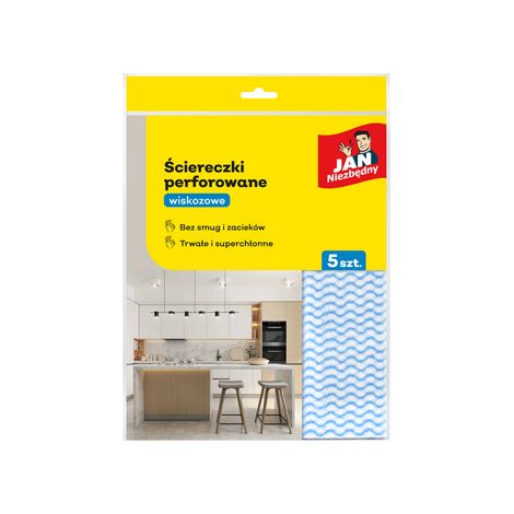 Toallitas húmedas perforadas de viscosa Jan Niezbędny, superabsorbentes, que no dejan marcas, 5 unidades.
