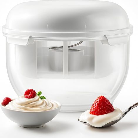 Yogurt Filter Maker 2.3 qt with Lid, Fine Nylon Mesh Greek Filter with Removable Spring-Loaded Pressure Plate, Dishwasher Safe, BPA Free Storage Container