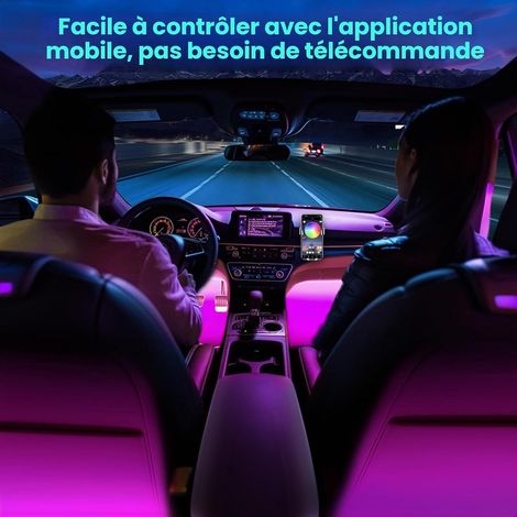 Winzwon Accessoire Voiture Interieur Femme Homme, LED Voiture Interieur, Accessoire Voiture Lampe, 16 Millions de Couleurs Car Accessories Contrôle APP (1/5)