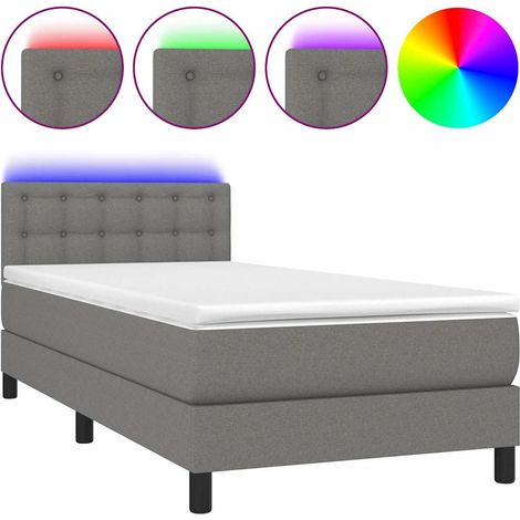Maison Exclusive - Cama box spring colchón y luces LED tela gris (1/5)