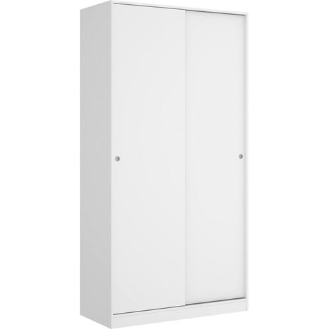 Dmora - Guardaroba 2 ante Abigale, Mobile appendiabiti per camera da letto, Armadio multiuso, 100x50h204 cm, Bianco lucido (1/5)