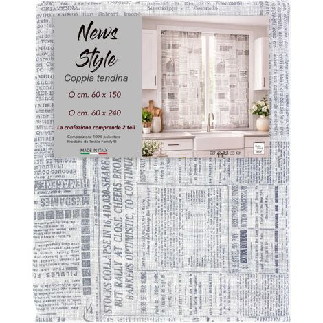 Coppia Tendine a Vetro News Style Semitrasparenti in Bouclè con Tunnel per Astina – 2 Teli Made in Italy COPPIA (2 TELI) CM. 60X150