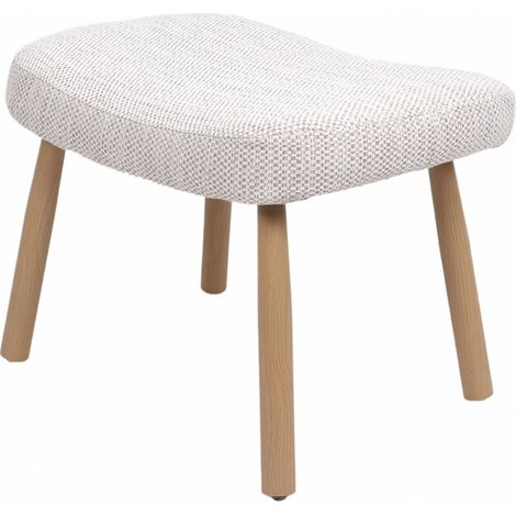 Tabouret naturel design en bois et métal assise tissu beige - Beige naturel et bois clair (1/4)