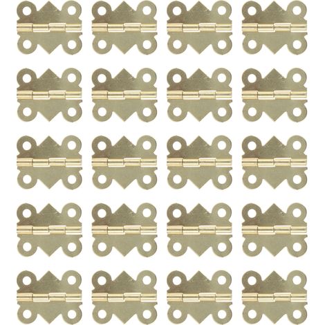 Lot de 20 charnières en fer, fixation par vis, pour porte de meuble en bois, 25 x 20 mm (1/5)