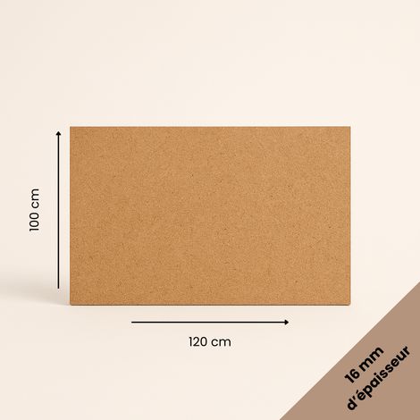 Plaque MDF brute 100x120 cm (1000x1200 mm) - Épaisseur 16 mm - Découpe bois rectangulaire pour bricolage, déco, maquette, DIY