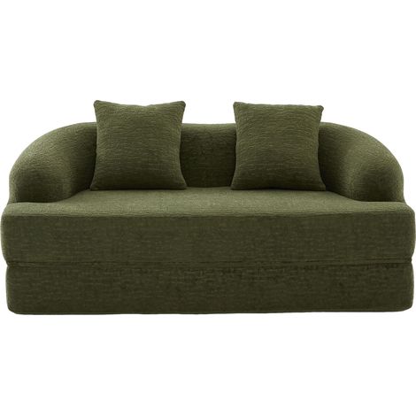 Sofá Cama Convertible de 2 Plazas para Salón en Chenilla, Dos Respaldos, Asiento Plegable, Verde (1/5)