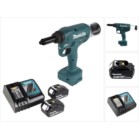 Makita DRV 250 RT Akku Blindnietsetzgerät 18V 20kN Brushless + 2x Akku 5,0Ah + Ladegerät