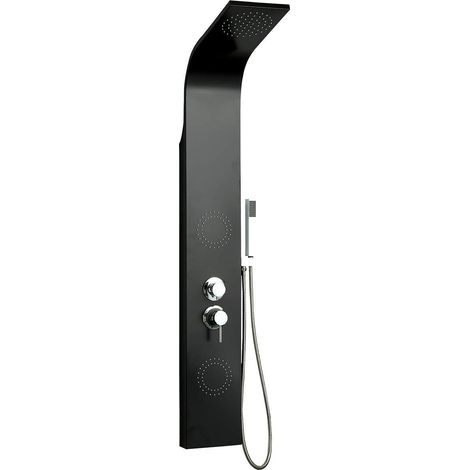 Colonne de douche hydromassante en aluminium, noir (1/5)