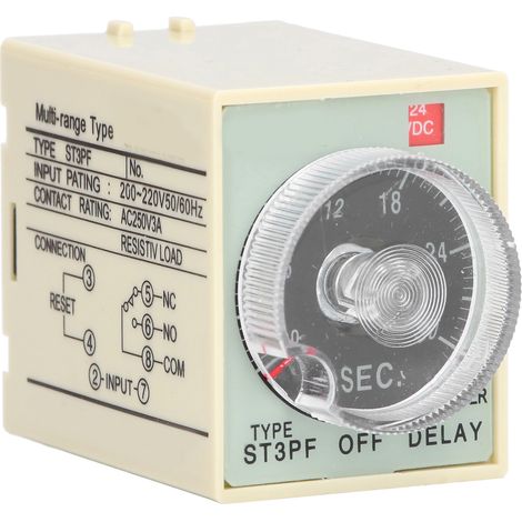 Relais temporisé 30S ST3PF minuterie retard à l'arrêt 200220V entrée, sortie 24V pour contrôle automatique (1/5)