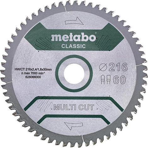 Hoja de sierra circular Metabo 216 mm 60 dientes plata (1/3)